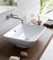 Vorschau: Duravit Bacino Aufsatzbecken 55x42cm rechteckig, mit Überlauf, ohne Hahnloch, weiß 0334520000