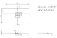Vorschau: Villeroy&Boch Squaro Infinity Quaryl®-Duschwanne, lange Seite geschnitten an der Wand, 120x75cm, tech. Zeichnung