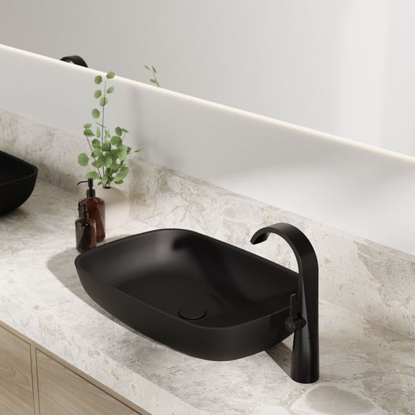 Steinberg Serie 440 Aufsatzschale rechteckig aus Mineo Stone 60x40cm, matt black 4406114S